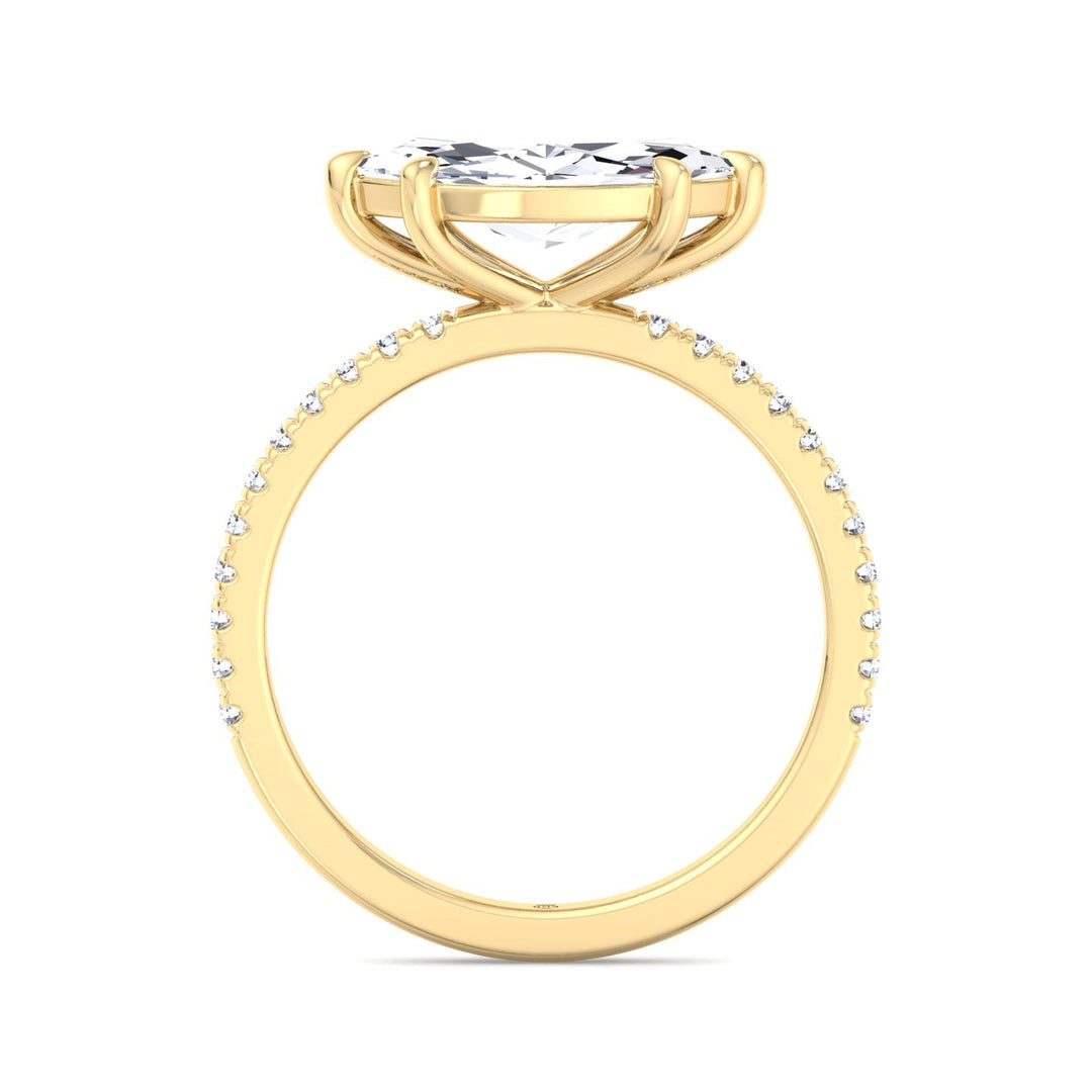 East to West Marquise Cut Engagement Ring With Sidestones