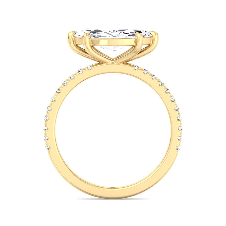 East to West Marquise Cut Engagement Ring With Sidestones