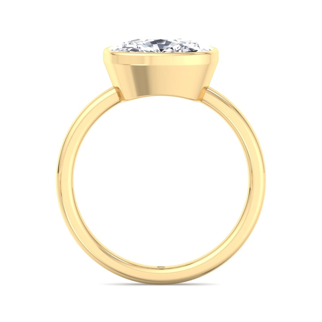 Elongated Cushion Cut East West Bezel Engagement Ring