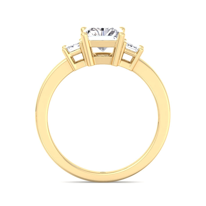 Radiant Cut Engagement Ring with Emerald Sidestones