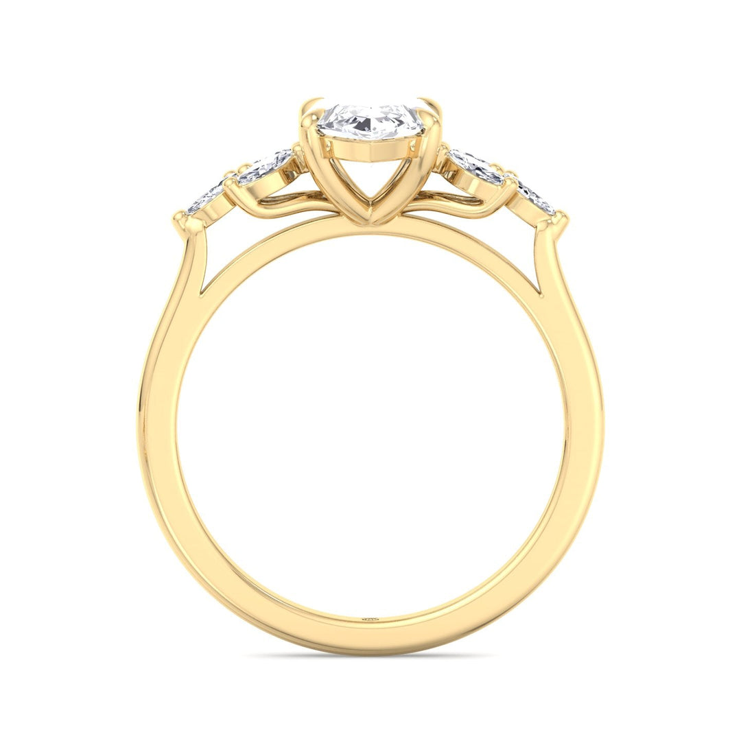 Marquise Cut Engagement Ring with Triple Marquise Sidestones