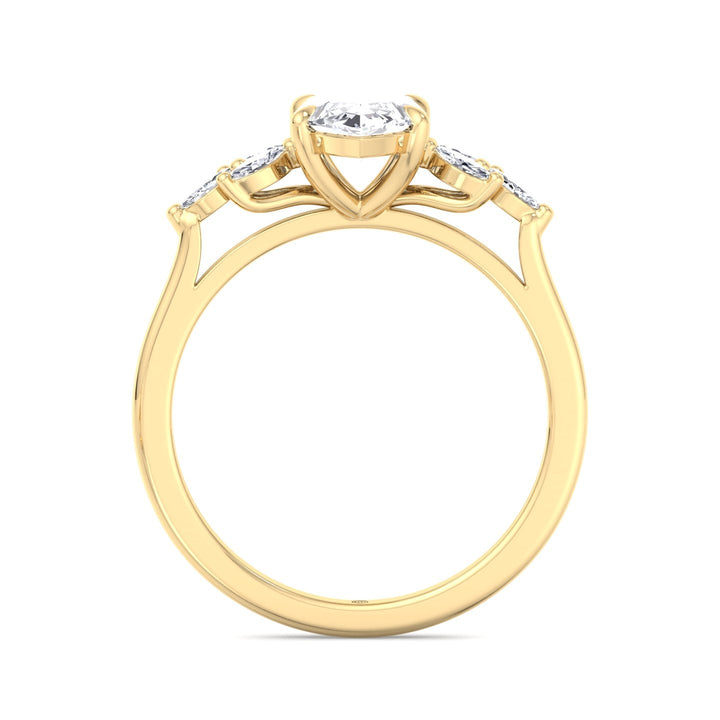 Marquise Cut Engagement Ring with Triple Marquise Sidestones