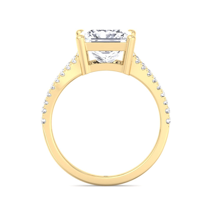 Princess Cut Engagement Ring With Double Band &amp;  Sidestones