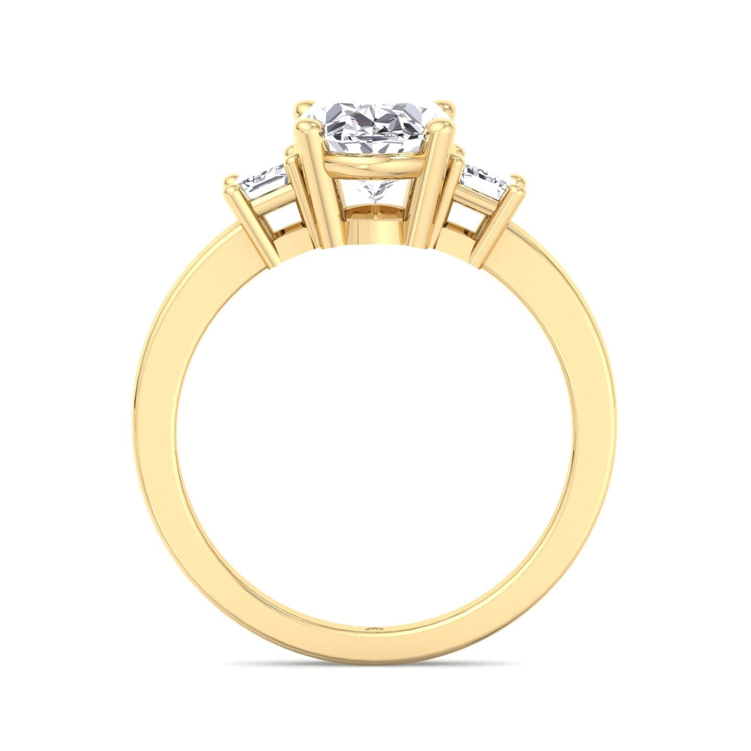 Oval Cut Engagement Ring with Emerald Side Stones