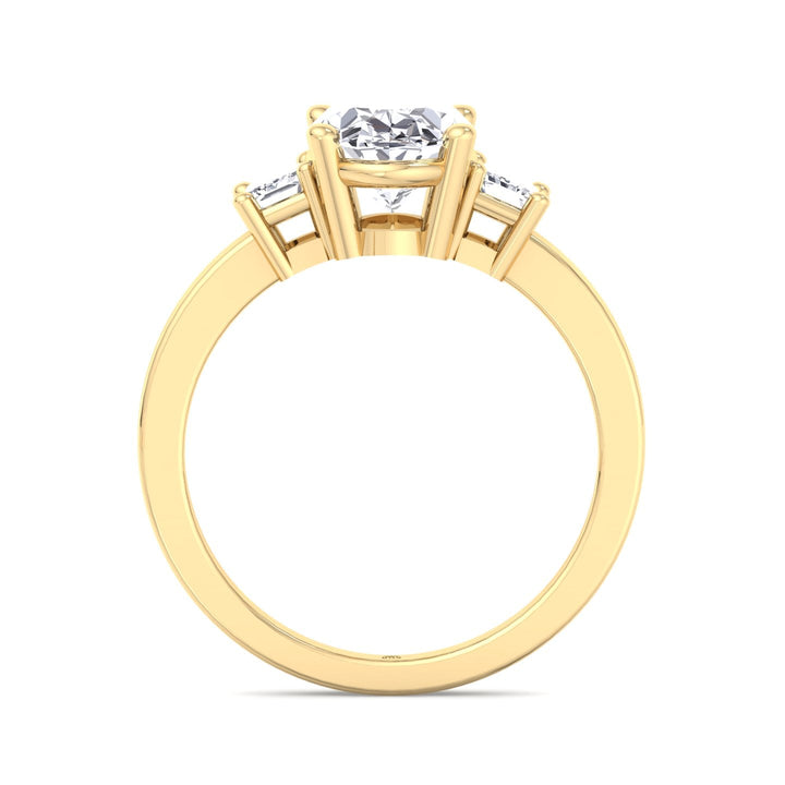Oval Cut Engagement Ring with Emerald Side Stones