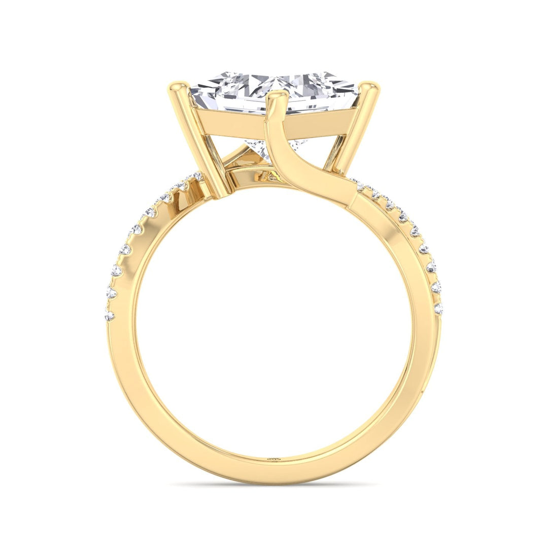 Princess Cut Engagement Ring With Wrap Detail Sidestones