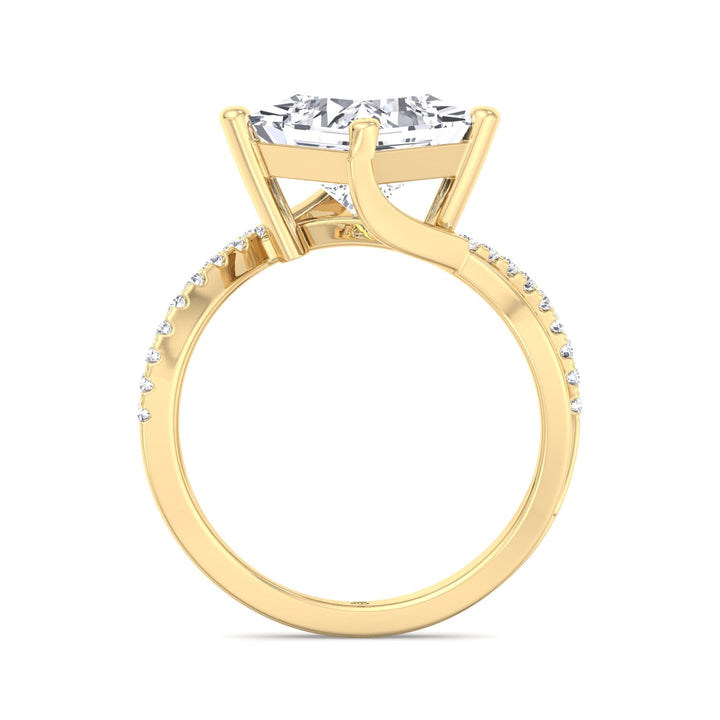 Princess Cut Engagement Ring With Wrap Detail Sidestones
