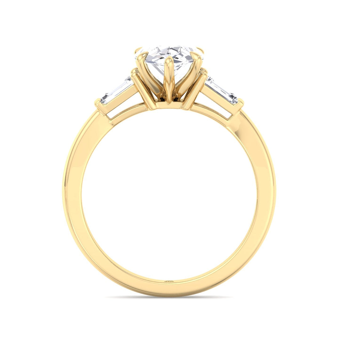 Pear Shape Engagement Ring with Tapered Baguette Side Stones