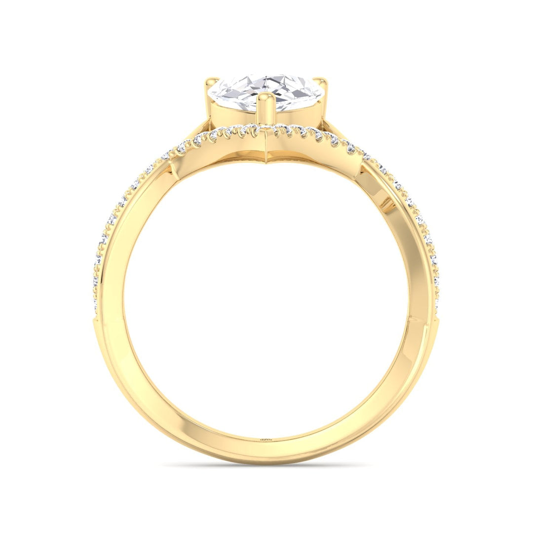 Pear Shape Engagement Ring With Twisted Pavé Band