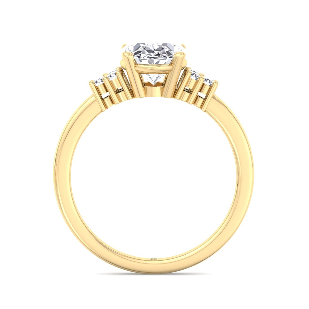 Oval Cut Engagement Ring with Round Side Stones