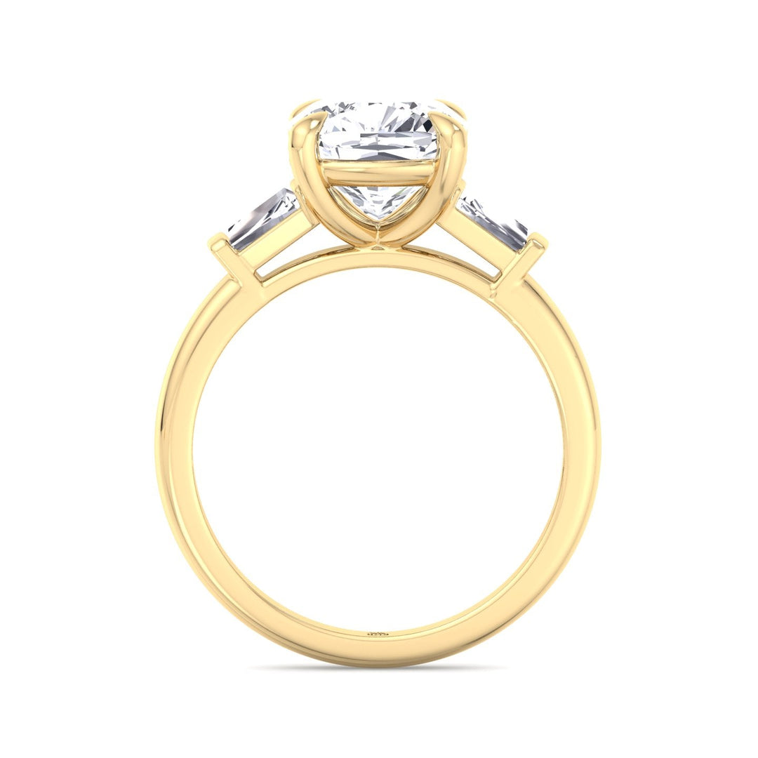 Cushion Cut Engagement Ring With Tapered Baguette Sidestones