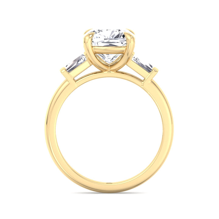 Cushion Cut Engagement Ring With Tapered Baguette Sidestones