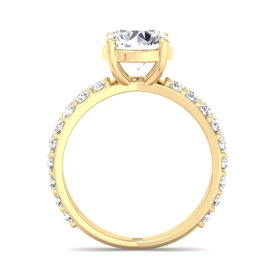 Round Cut Engagement Ring With Double Band