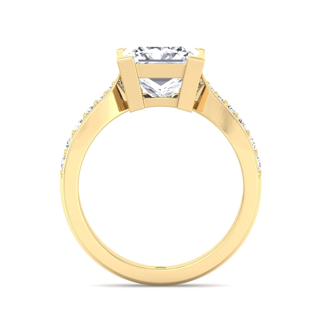 Princess Cut Engagement Ring With Sidestones Channel Setting