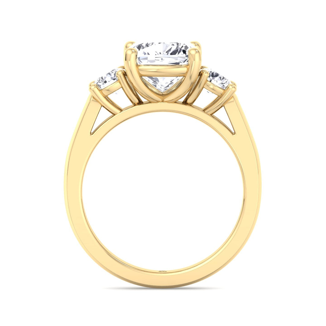 Cushion Cut   Engagement Ring With Round Sidestones