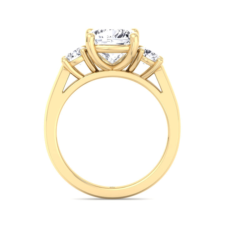 Cushion Cut   Engagement Ring With Round Sidestones