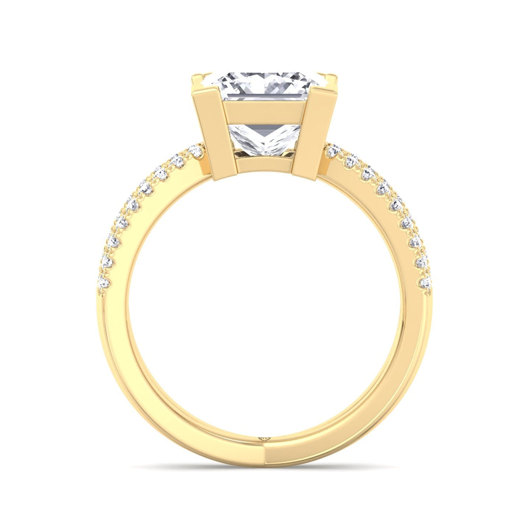 Princess Cut Engagement Ring With Criss Cross Pavé Band
