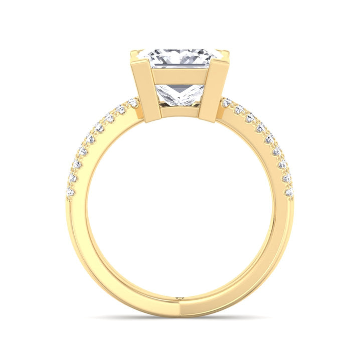 Princess Cut Engagement Ring With Criss Cross Pavé Band