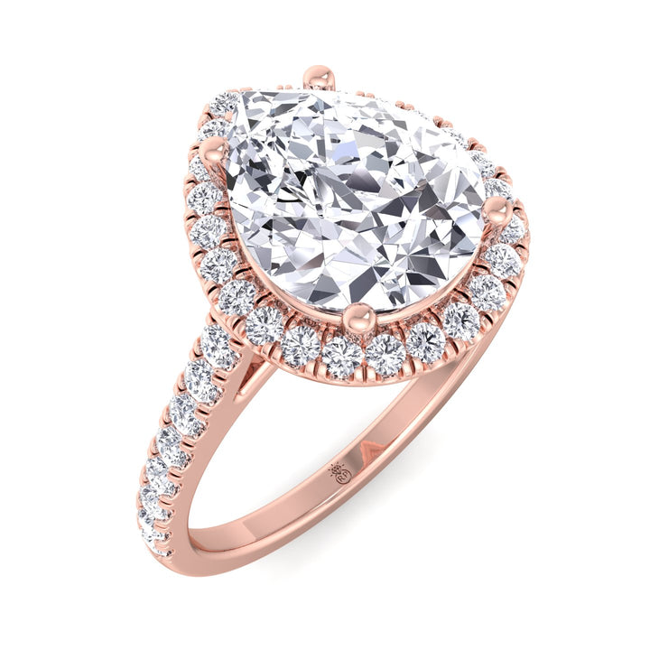 Pear Shape Halo   Engagement Ring with Sidestones