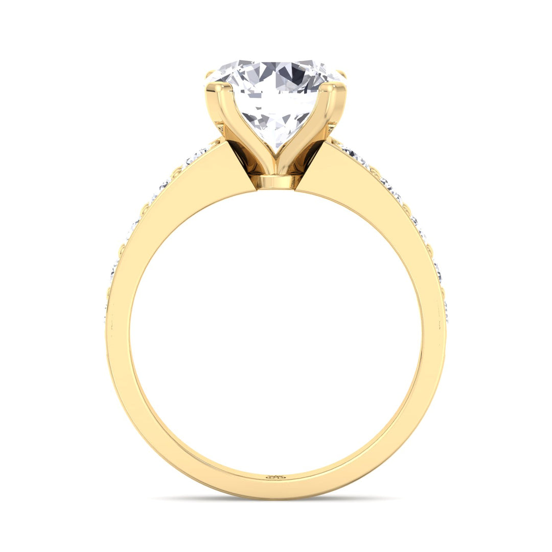 Round Cut Engagement Ring with Sidestones