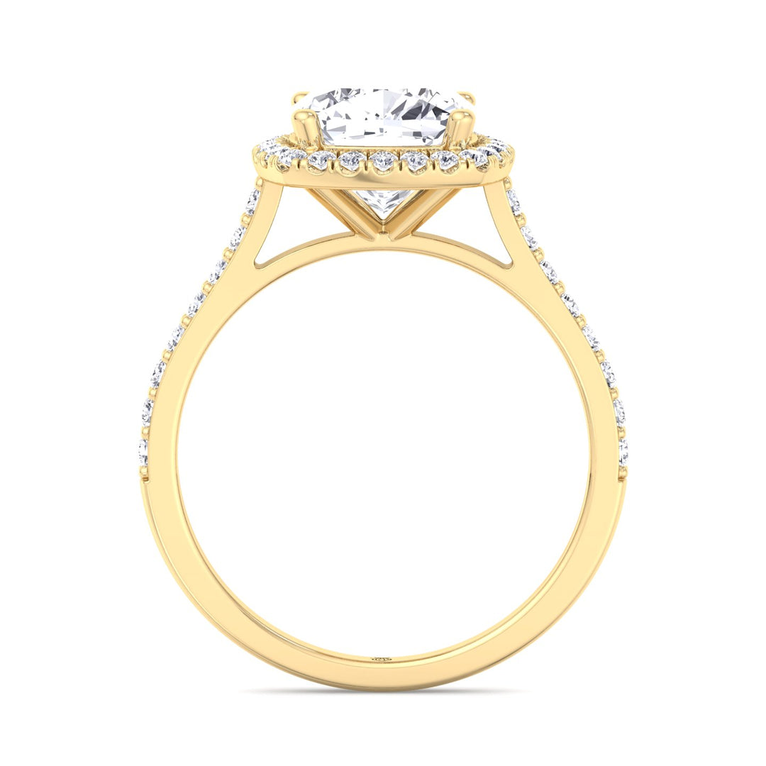 Cushion Cut   Halo Engagement Ring with Sidestones