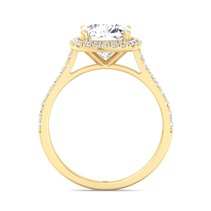 Cushion Cut   Halo Engagement Ring with Sidestones