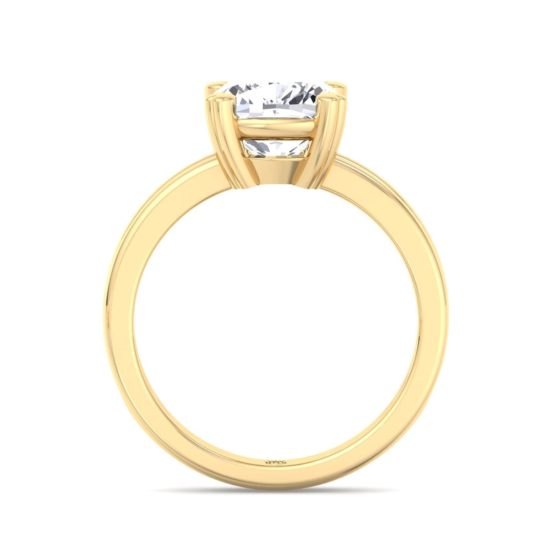 Cushion Cut Solitaire Engagement Ring With Double Band