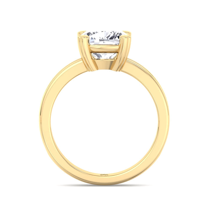 Cushion Cut Solitaire Engagement Ring With Double Band