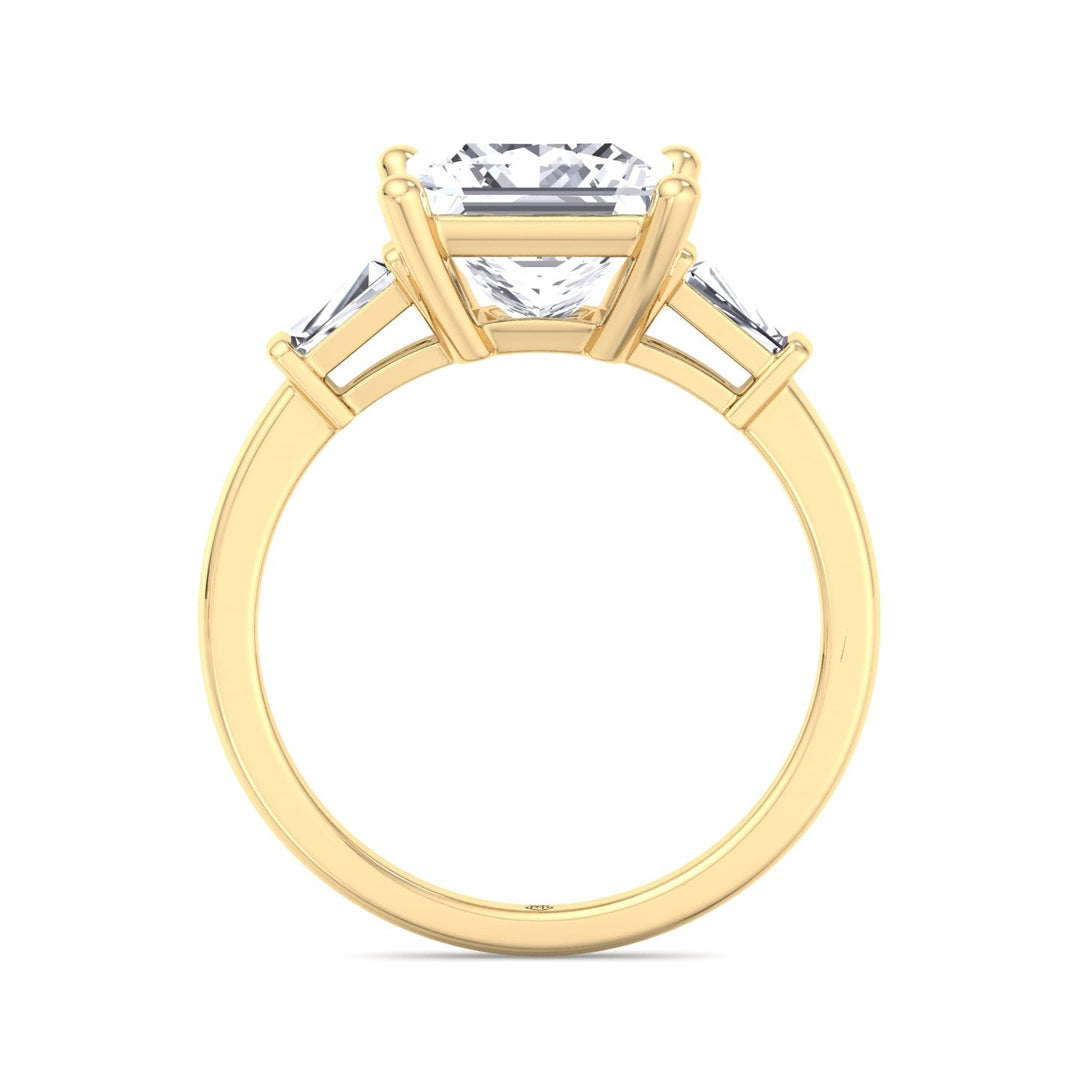 Princess Cut Engagement Ring With Tapered Baguette Sidestones