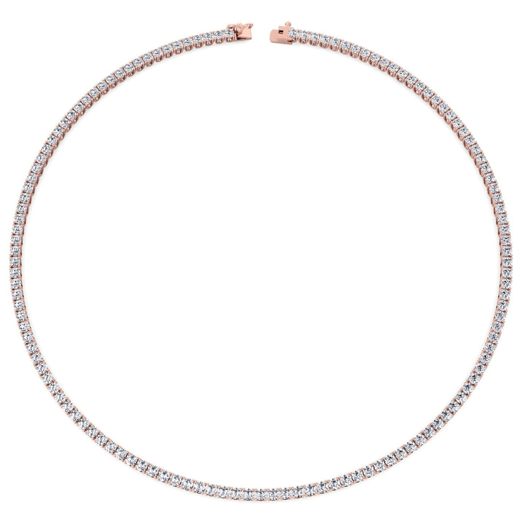10 Carat 4 Prong Tennis Necklace 14K Solid Gold 16"