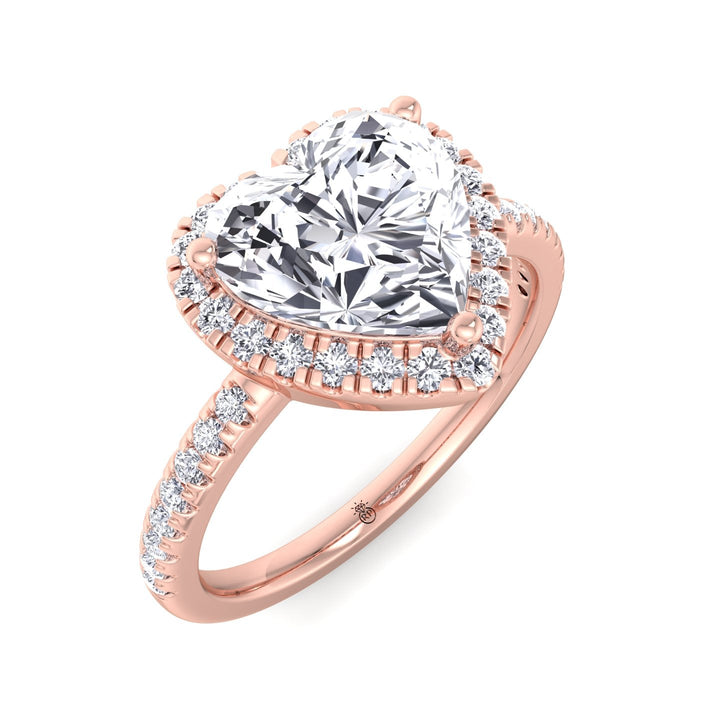 Heart Shape Engagement Ring With Halo &amp; Sidestones