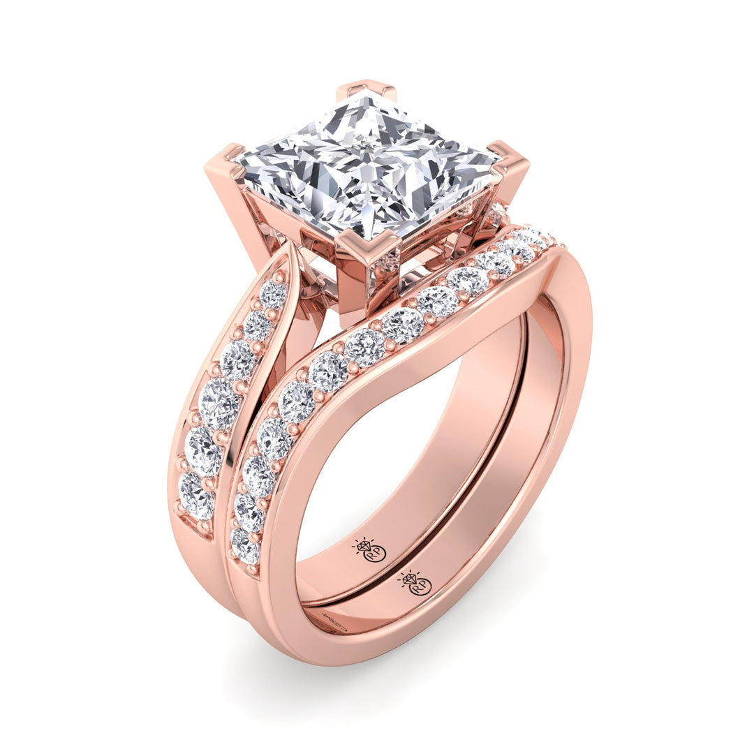 Channel Set Pave Wedding Band with Curve (.65CT)