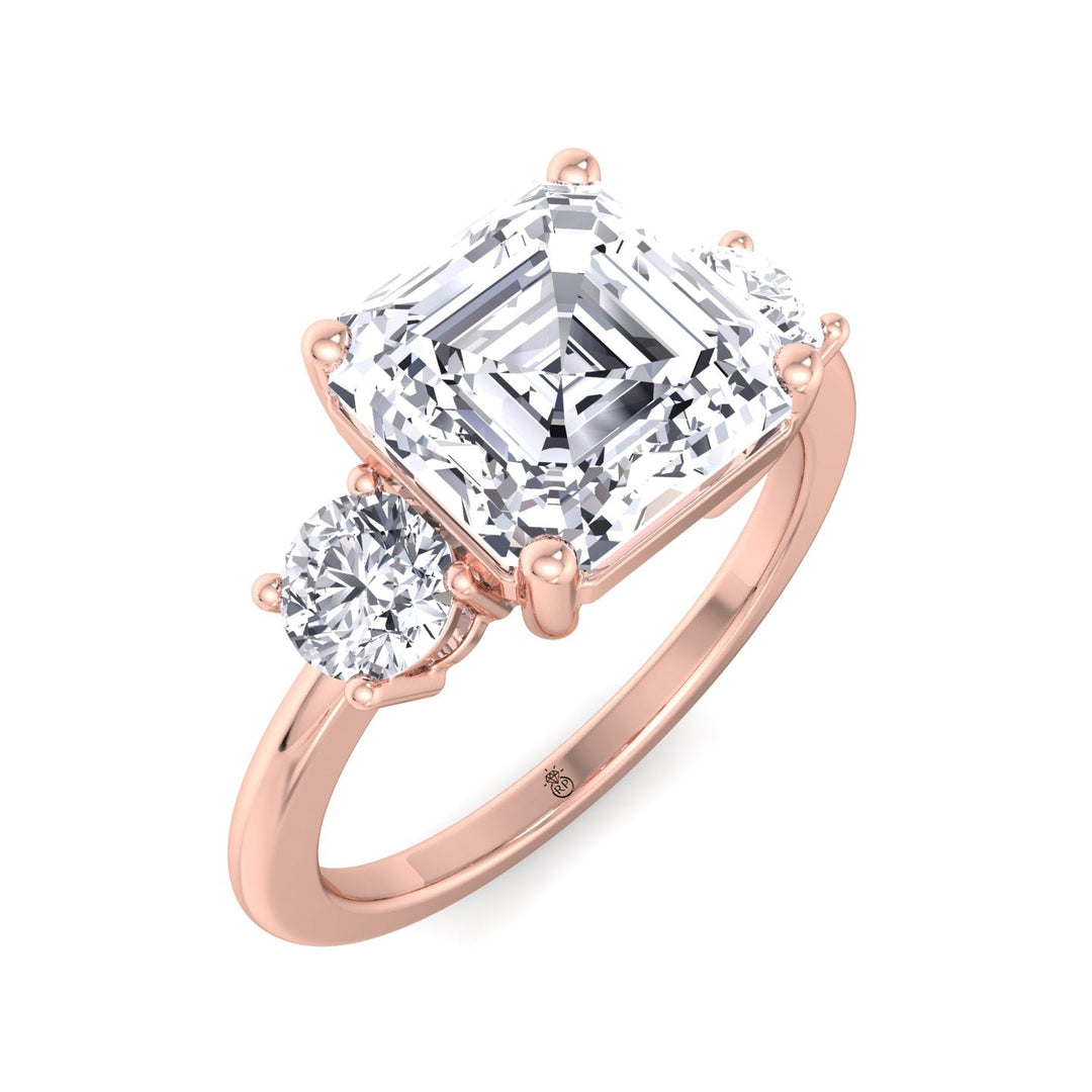 Asscher Cut Engagement Ring With Round Sidestones