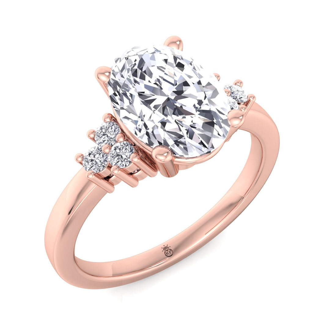 Oval Cut Engagement Ring with Round Side Stones