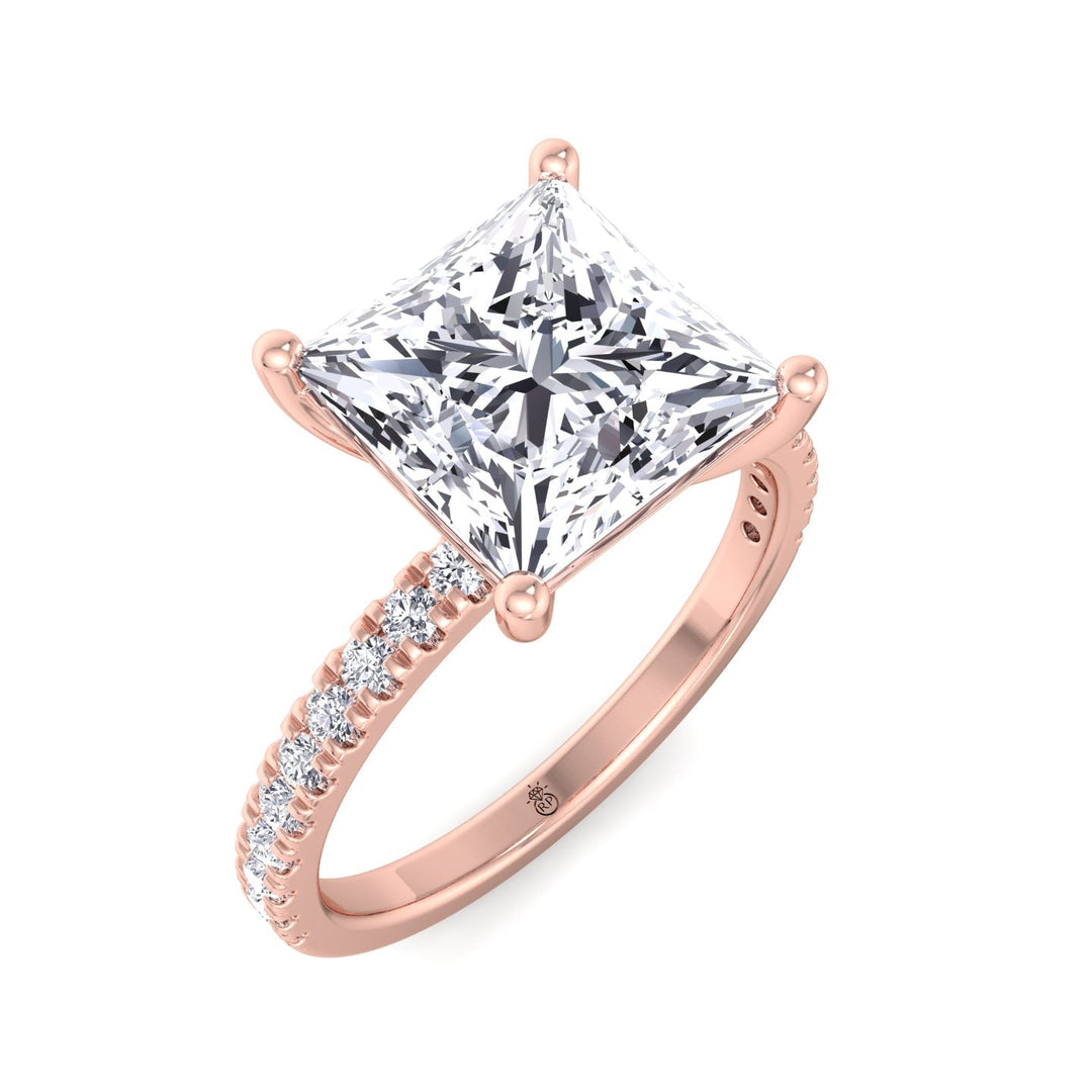 Princess Cut Engagement Ring With Pavé Band
