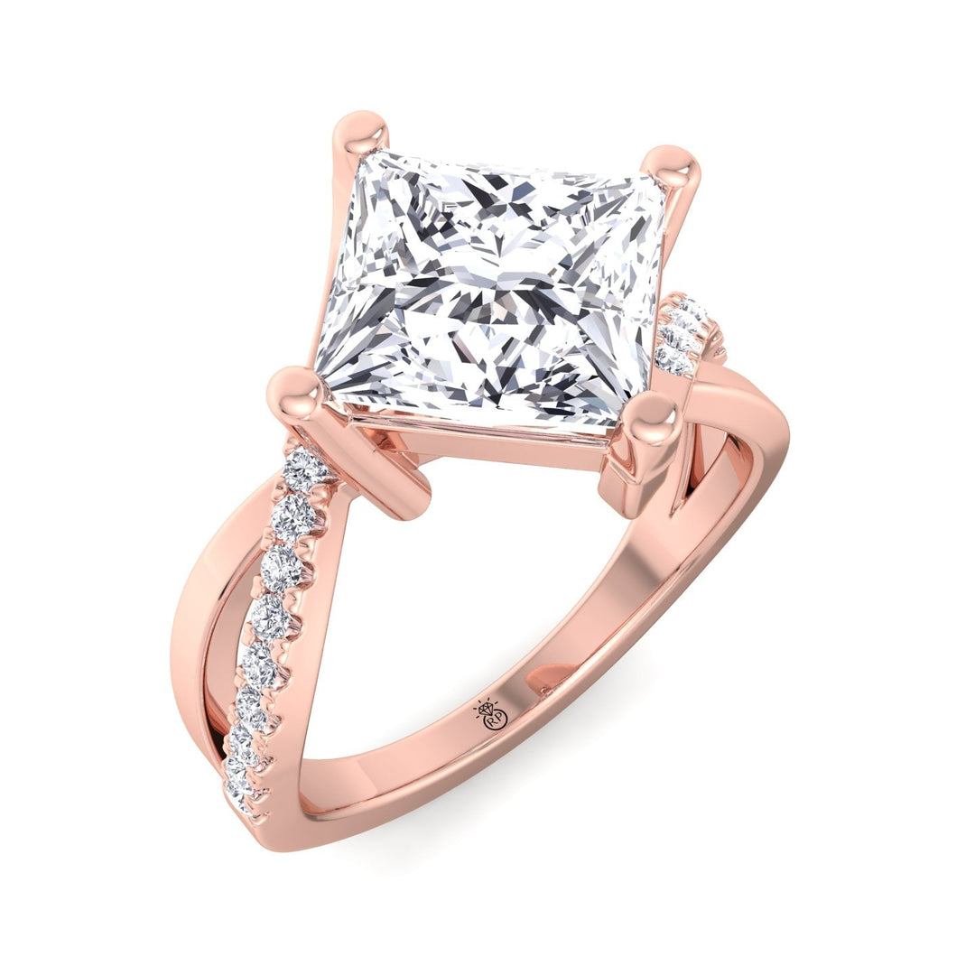 Princess Cut Engagement Ring With Wrap Detail Sidestones