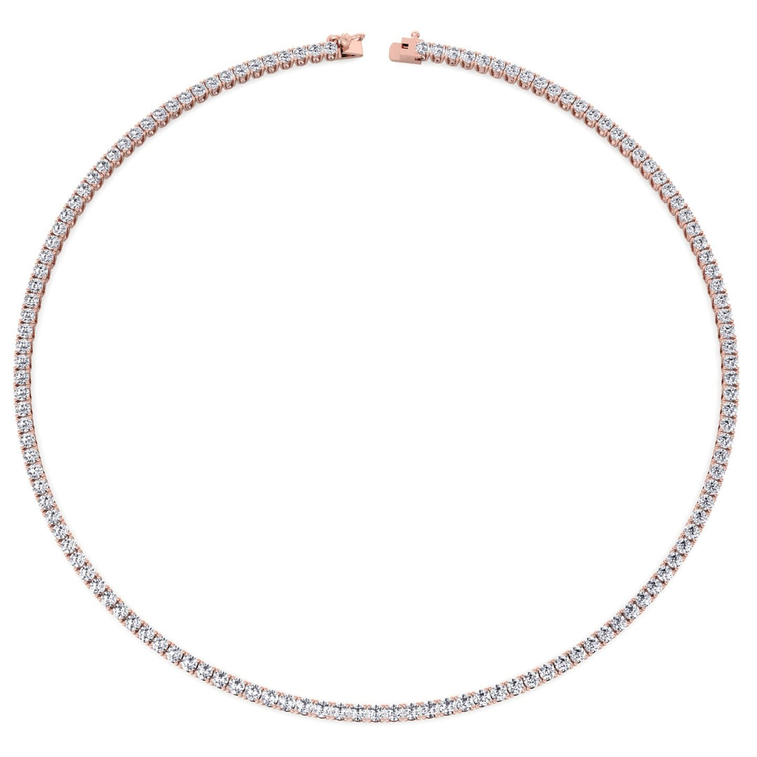 7 Carat 4 Prong Tennis Necklace Solid Gold