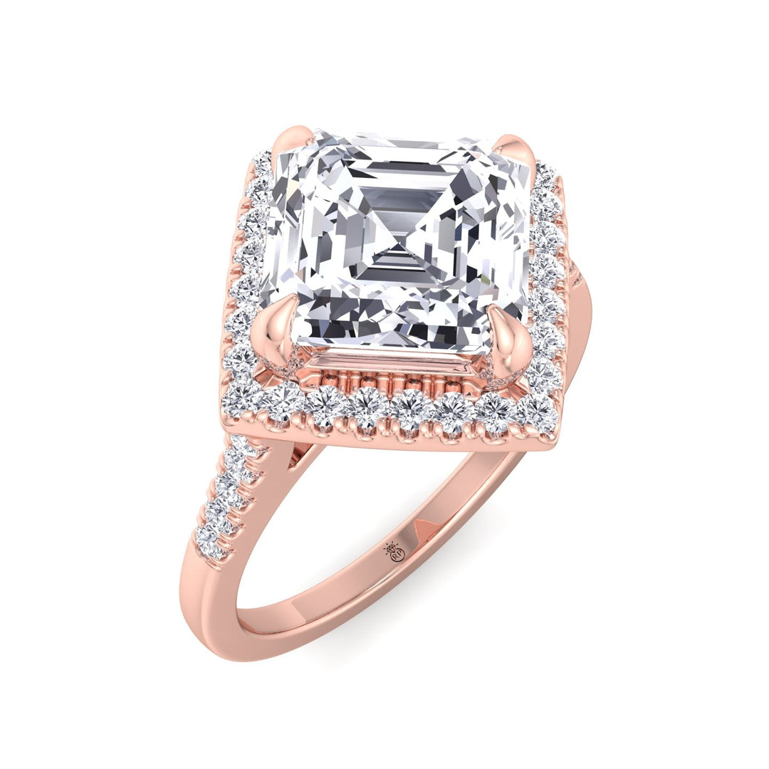 Asscher Cut Kite Set Engagement Ring With A Halo