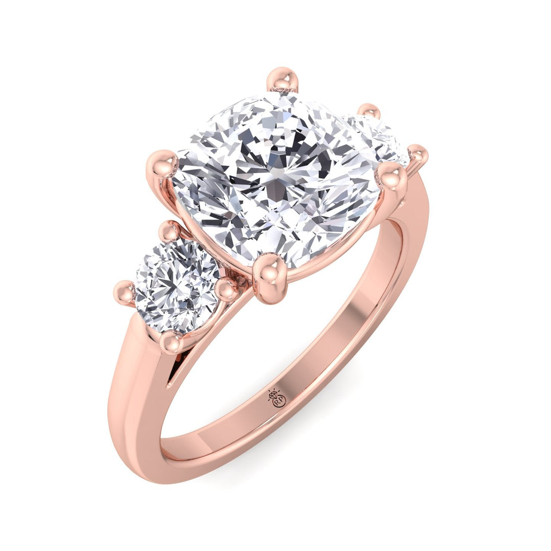 Cushion Cut   Engagement Ring With Round Sidestones