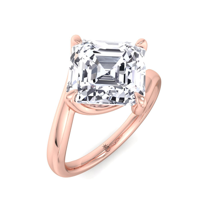 Asscher Cut Twisted Band Solitaire Engagement Ring