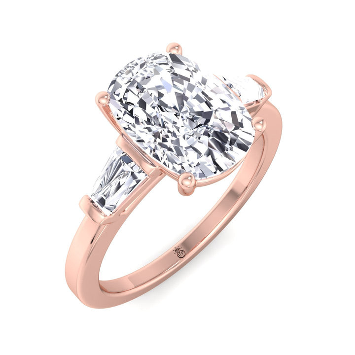 Elongated Cushion Cut Engagement Ring With Tapered Baguette Sidestones