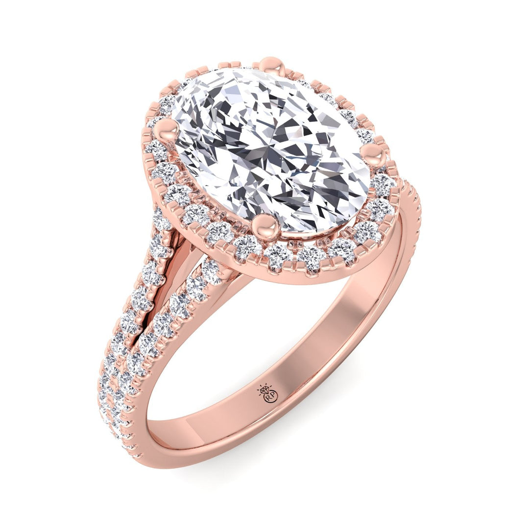 Oval Cut Engagement Ring with Round Side Stones