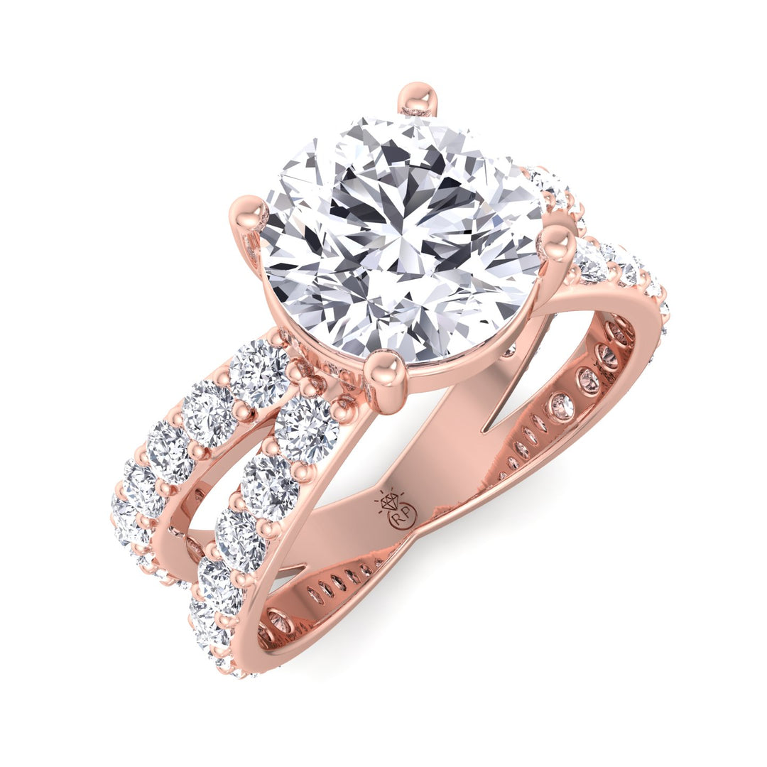 Round Cut Engagement Ring With Double Band