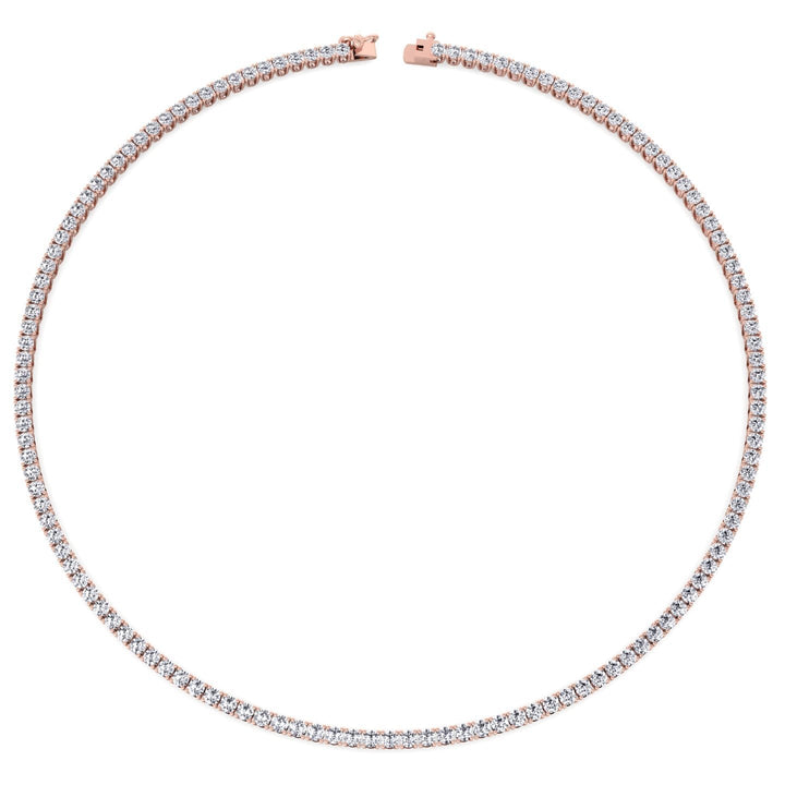 15 Carat 4 Prong Tennis Necklace 14K Solid Gold 16"
