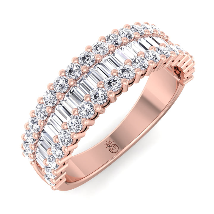 Baguette and Round Semi/Halfway Eternity Ring
