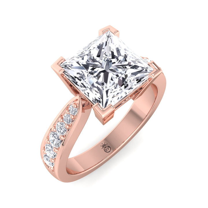 Princess Cut Engagement Ring With Sidestones Channel Setting
