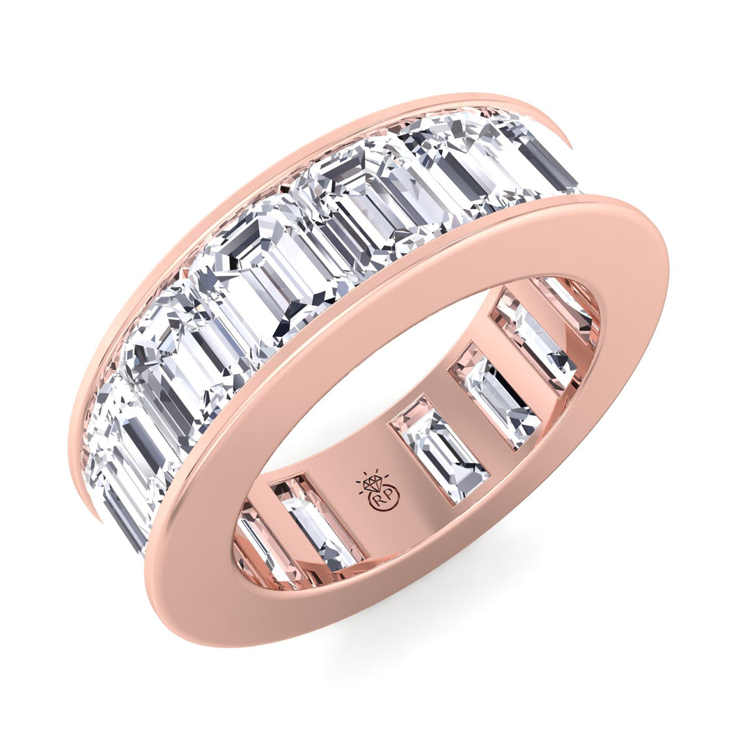 Emerald Cut Channel Set Eternity Band