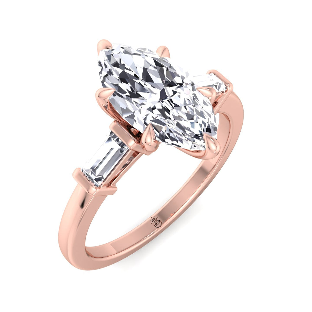 Marquise Cut Engagement Ring With Baguette Sidestones