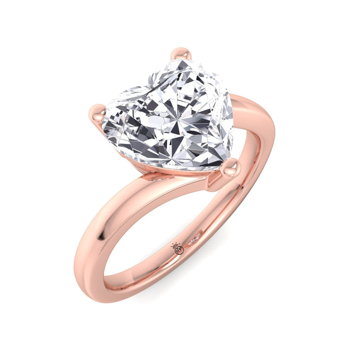 Heart Shape Twist Band Solitaire Engagement Ring