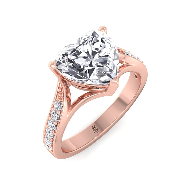 Heart Shape Engagement Ring With Detailed Band